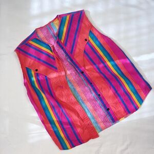 vintage | size m/l | rainbow striped western vest